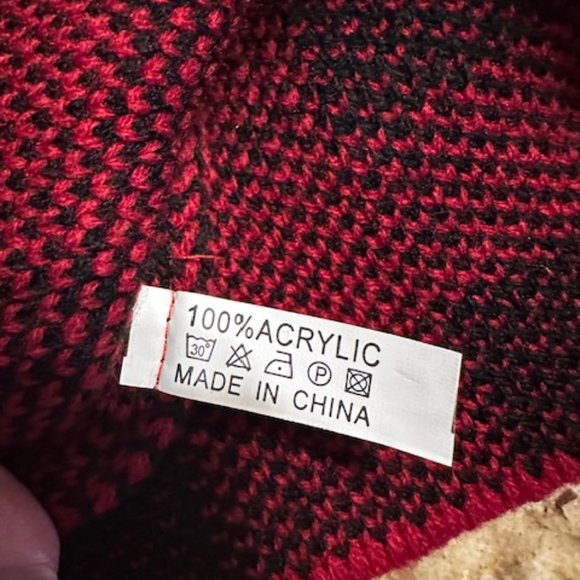 Red and Black Plaid Pom Pom Hat - Picture 3 of 3